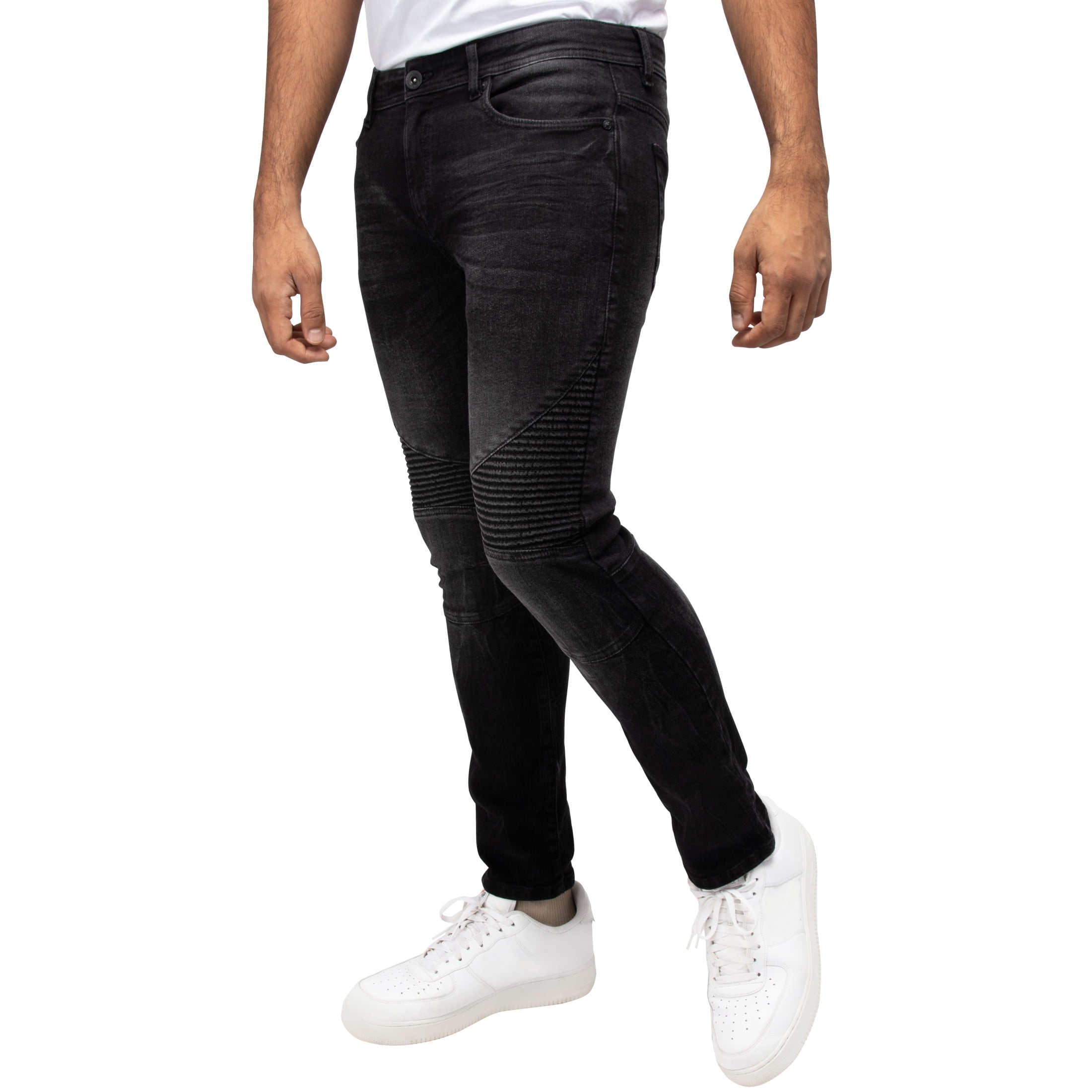 【SCENERITY】Black cut jeans RAW X Mens Moto Slim Fit Jeans, Black Wash, 38X32 - Walmart.com