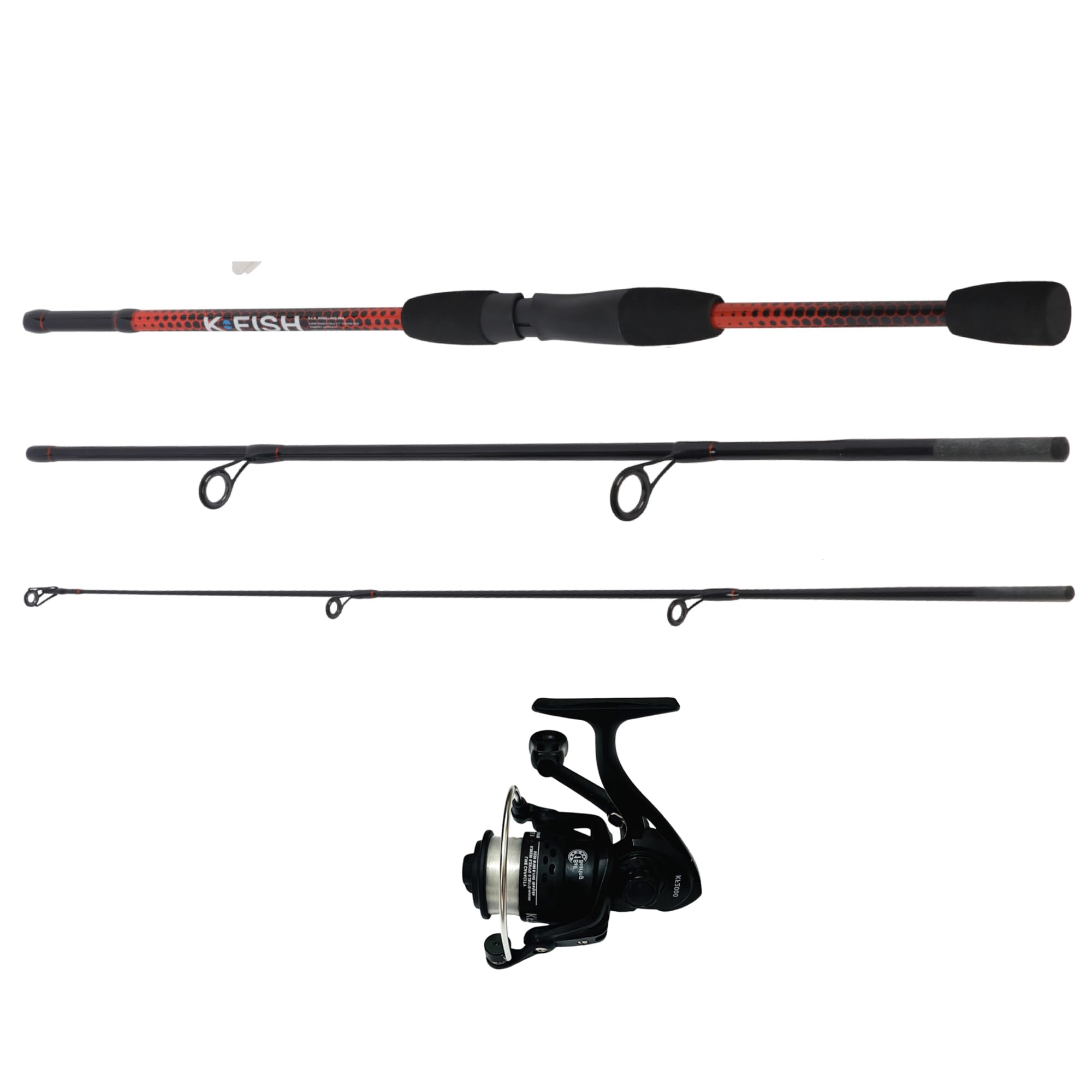 Rigged and Ready K-Fish Fishing Rod and Reel Combo Set with Line, Lures & Accessories + Angling Guide. 6ft Fish Pole Combination Saltwater freshwater (K-Fish Combination)