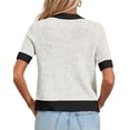 thumbnail image 4 of LANGWYQU Short Sleeved Women Crewneck Casual Button Cardigan Knit Crop Tops, 4 of 5
