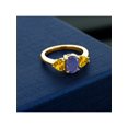 thumbnail image 3 of Gem Stone King 2.22 Ct Oval Blue Lapis Yellow Citrine 18K Yellow Gold Plated Silver Ring, 3 of 4