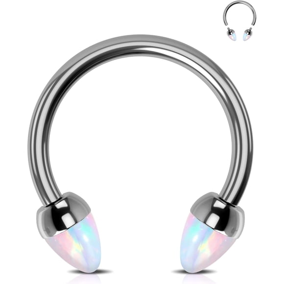 SURJDE JEWSEEN 16G Septum Ring G23 Titanium Septum Piercing Opal Daith Earring Cartilage Earring Helix Piercing Jewelry Nose Ring Hoop for Women Men