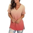 thumbnail image 4 of Women's Tops Plus Size Short Sleeve Casual V-neck Short Sleeve Loose T-shirt Tops Summer Plus Size Tunic Blouse Tops 2025, 4 of 8