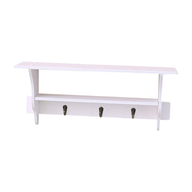 Bunblic Entryway Wall Hooks With Shelf, Coat Hanger For Bedroom Indoor Bathroom Office Decor White 47cmx15cmx4cm
