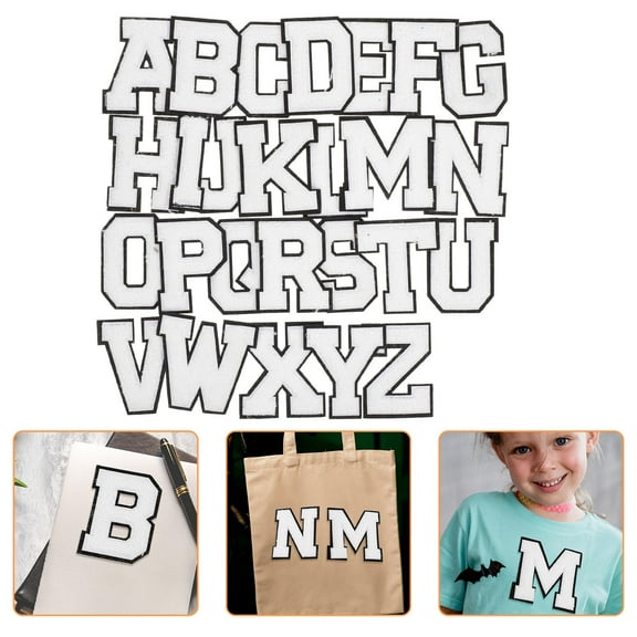 FELTECHELECTR 52Pcs Letter Patches for Clothes Embroidery Iron On White Decorative Crafts
