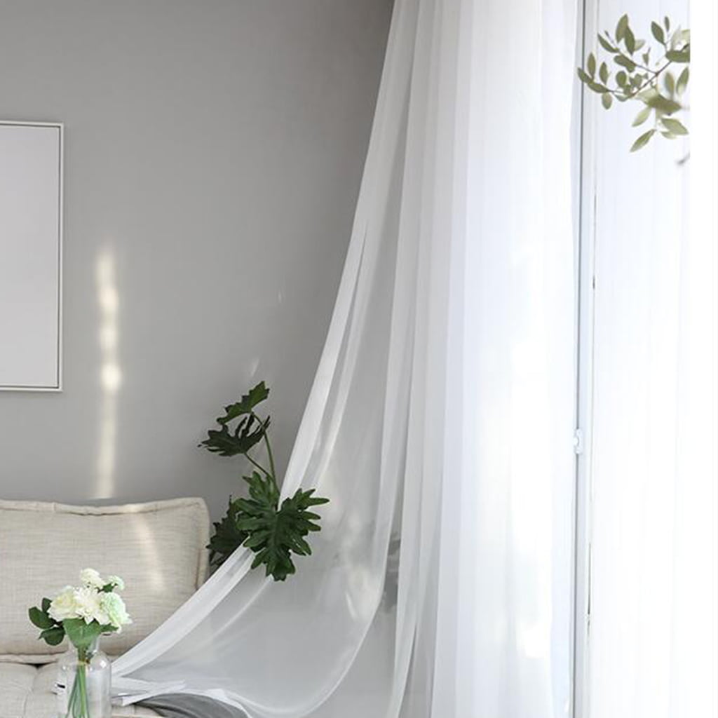 Freshness White Chiffon Silk Slot Top Curtain Bedroom Balcony Window Panel 