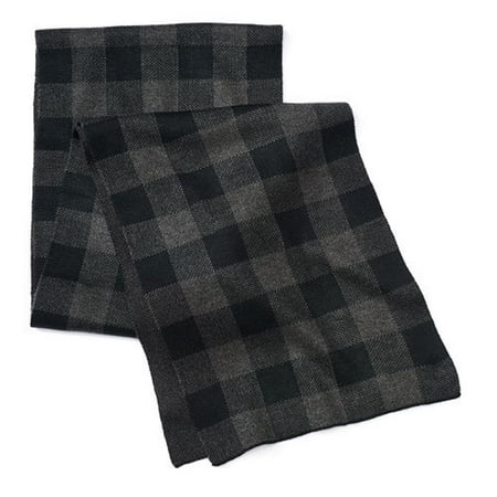 Apt. 9 Adult Unisex Buffalo Check Scarf Black Charcoal One (Best Girl Fight At Creek)