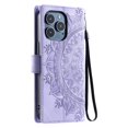 thumbnail image 4 of Flip Case for iPhone 16 Pro Max , Totem Embossed Flowers Premium PU Leather Wallet Folio Cover with Card Holder Kickstand Compatible with iPhone 16 Pro Max - Light Purple, 4 of 14