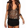 thumbnail image 3 of Women Semi See Through Sparkly Tank Top Sleeveless V Neck Floral Sequin Camisole Outfits L, 3 of 8