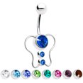thumbnail image 1 of 14ga Butterfly Belly Button Ring with CZ Jewels - 316L Surgical Steel, 1 of 1
