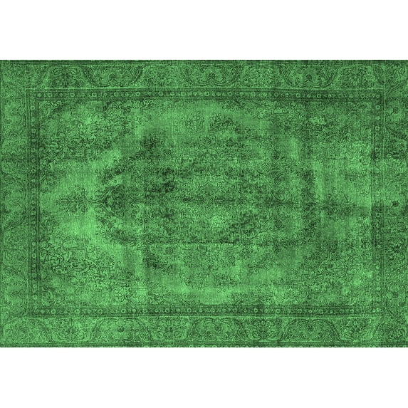 Ahgly Company Indoor Rectangle Oriental Emerald Green Industrial Area Rugs, 8' x 10'