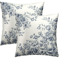 Blue White Flowers Pillow Covers 20x20 Inch, Set of 2 Vintage Floral Chinoiserie Style Decorative Throw Pillowcases Square Cushion Cover for Couch Sofa Bed Farmhouse Home Decor