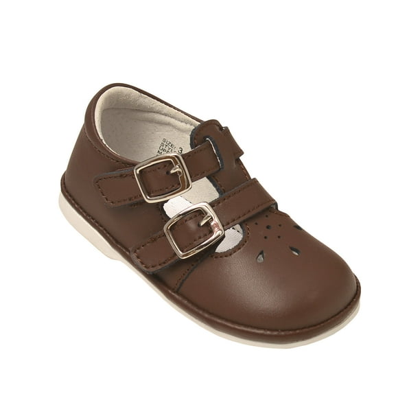 Angel Angel Baby Girls Brown Perforated Double Buckle Angel Angel Baby Girls Brown Perforated Double Buckle