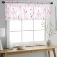 thumbnail image 2 of Pink Leaf Valance Curtains for Kitchen/Living Room/Bathroom/Bedroom Window, Rod Pocket Small Topper Half Short Window Curtains Voile Sheer Scarf, Modern Botanical Foliage Plant Country Flower 42"x18", 2 of 8