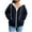 Dark Blue, variant on LEBONYARD Women's Plus Size Zip-Up Drawstring Hoodie Casual Solid Long Sleeve Loose Fit Pocket Oversized Sweatshirts