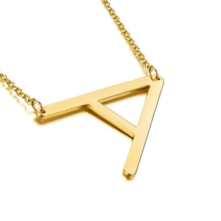SMILEST Sideways Large Initial Necklaces for Women Stainless Steel