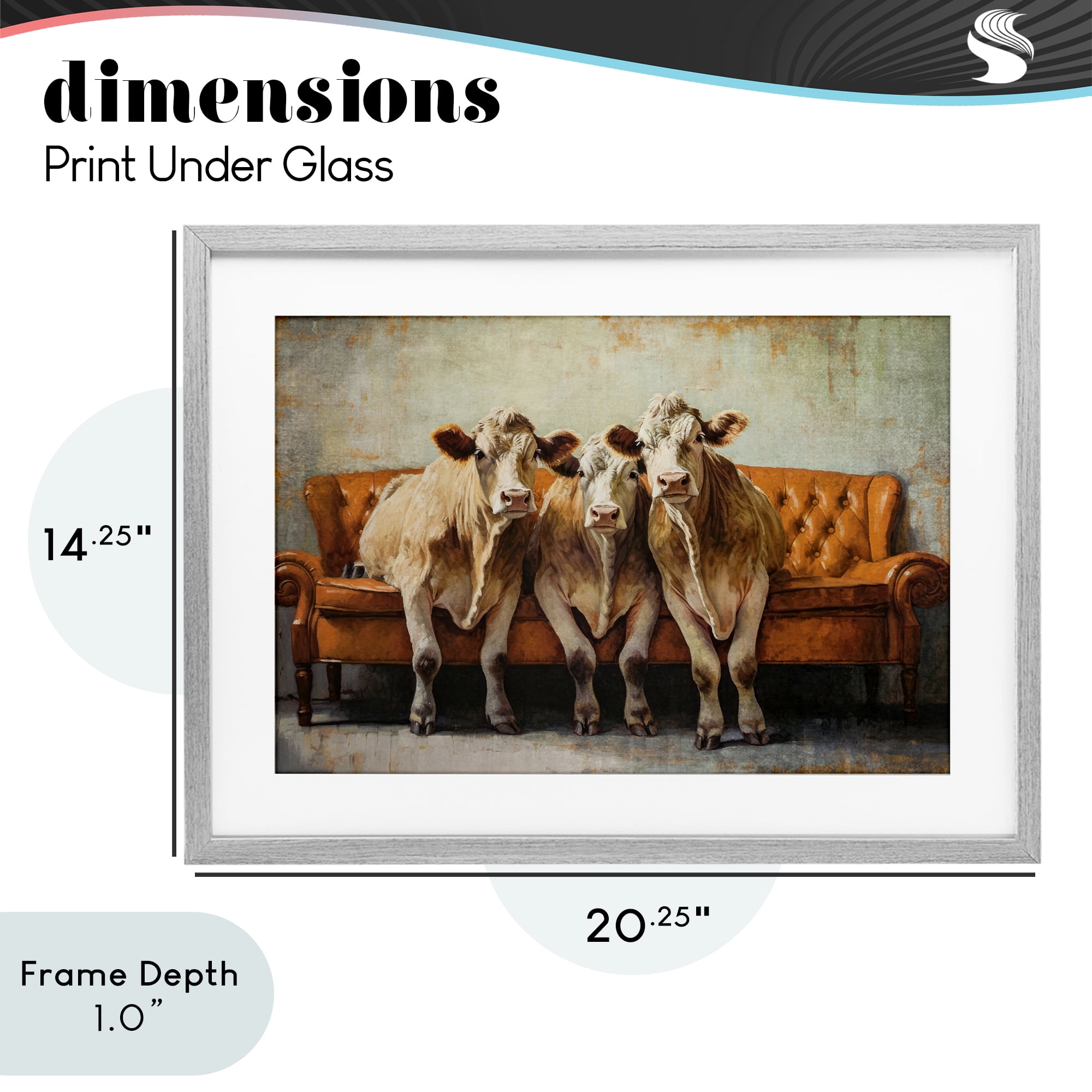 Stupell Industries Cows Just Chillin' Gray Framed Print Under Glass, design by Tina LeCour