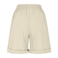 thumbnail image 5 of vigerkar Women's Bermuda Shorts Knee Length Elastic Waist Drawstring Workout Athletic Long Shorts with Pockets (Beige, M), 5 of 7