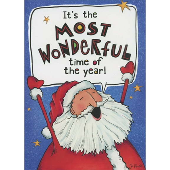 Oatmeal Studios Santa with Raised Arms: Most Wonderful Time of the Year Box of 10 Humorous / Funny Christmas Cards