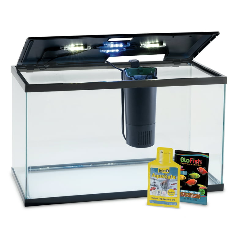 GloFish Aquarium Kit 10 Gallons, Includes LED Plastic Lighting And Filter