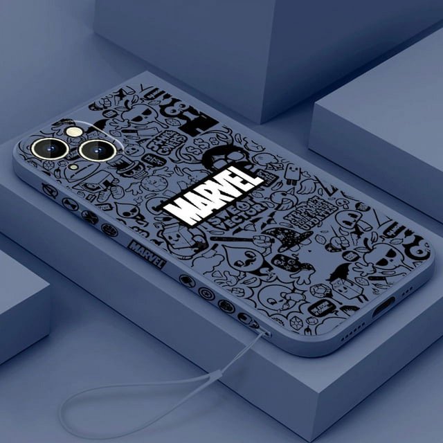 Marvel superhero cartoon For Apple iPhone 15 14 13 12 11 Pro Max Plus 8 7 SE Liquid Left Rope Phone Case Capa Soft Cover DMH