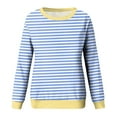 thumbnail image 4 of Women Oversized Striped Color Block Long Sleeve Crew Neck Sweatshirt Casual Loose Pullover Shirt Casual Top, 4 of 4