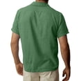 thumbnail image 3 of GrmtClth Mens Shirts Regular Cotton and Linen Tops Fashion Short Sleeve Tee Dressy Button Down Blouse Collared Green 3XL, 3 of 3