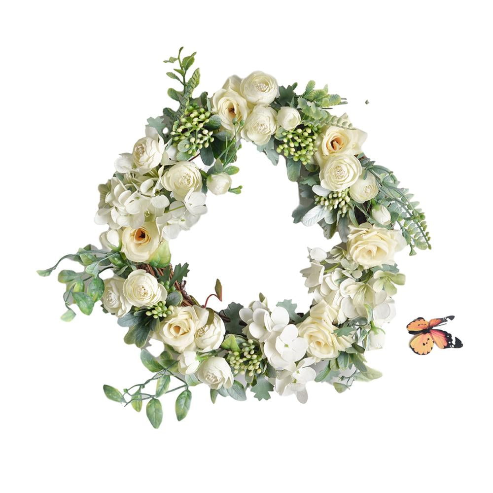 LOVIVER 2Pcs Artificial Flower Wreath Garland Home Front LOVIVER 2Pcs Artificial Flower Wreath Garland Home Front