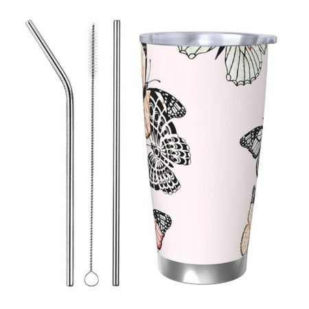 

Junzan Beautiful Butterfly for 20oz Stainless Steel Insulated Car Cup with Spillproof Lid - Insulated Coffee Mug Thermal Cup-Straw Three-piece Set