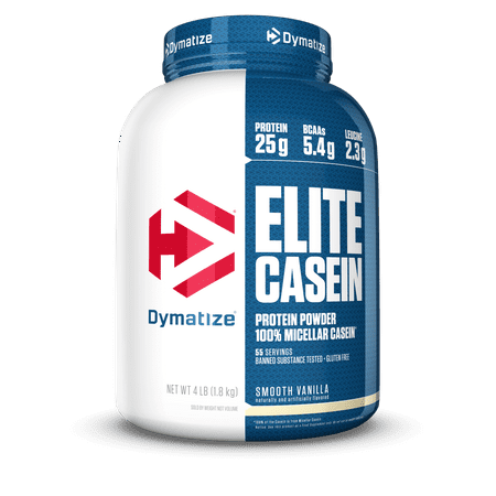 Dymatize Elite 100% Micellar Casein, Slower Absorbing, Smooth Vanilla, 25g Protein/Serving, 4 (Best Casein Protein Uk)