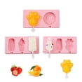thumbnail image 1 of Molde para PALETAS de hielo Xiaomin silicona 3 unidades con tapa Hecho en casa color rosa, 1 of 9