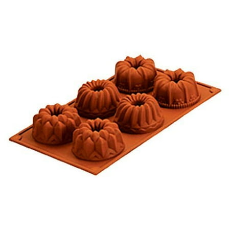 Bundt Cake Molds New Silicone Mold Baking Mould 6-Cavity Vermeil Mini Fancy Bundt Savarin Cake Pan, 100% Food-Grade Silicon Material,FDA ,EEC AP2004/5 and LFGB certification.., By BRAND NEW ()