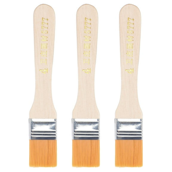 Uxcell 6" Paint Brush 1" Width Soft Nylon Bristle with Wood Handle Yellow 3Pcs