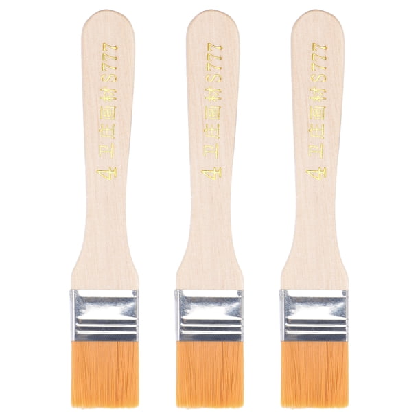 Pincel de pintura Uxcell de 6" de ancho 1" con cerdas de nylon suave y mango de madera amarillo 3Pcs