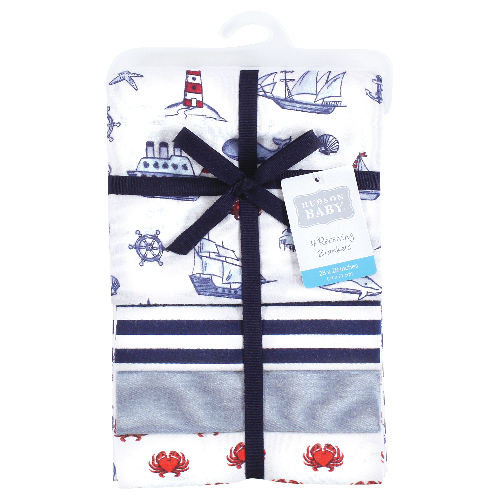 Hudson Baby Unisex Baby Cotton Poly Flannel Receiving Blankets, Lighthouse, One Size