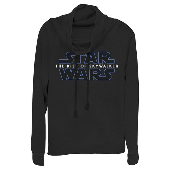 Junior's Star Wars: The Rise of Skywalker Classic Logo Cowl Neck Sweatshirt Black Medium