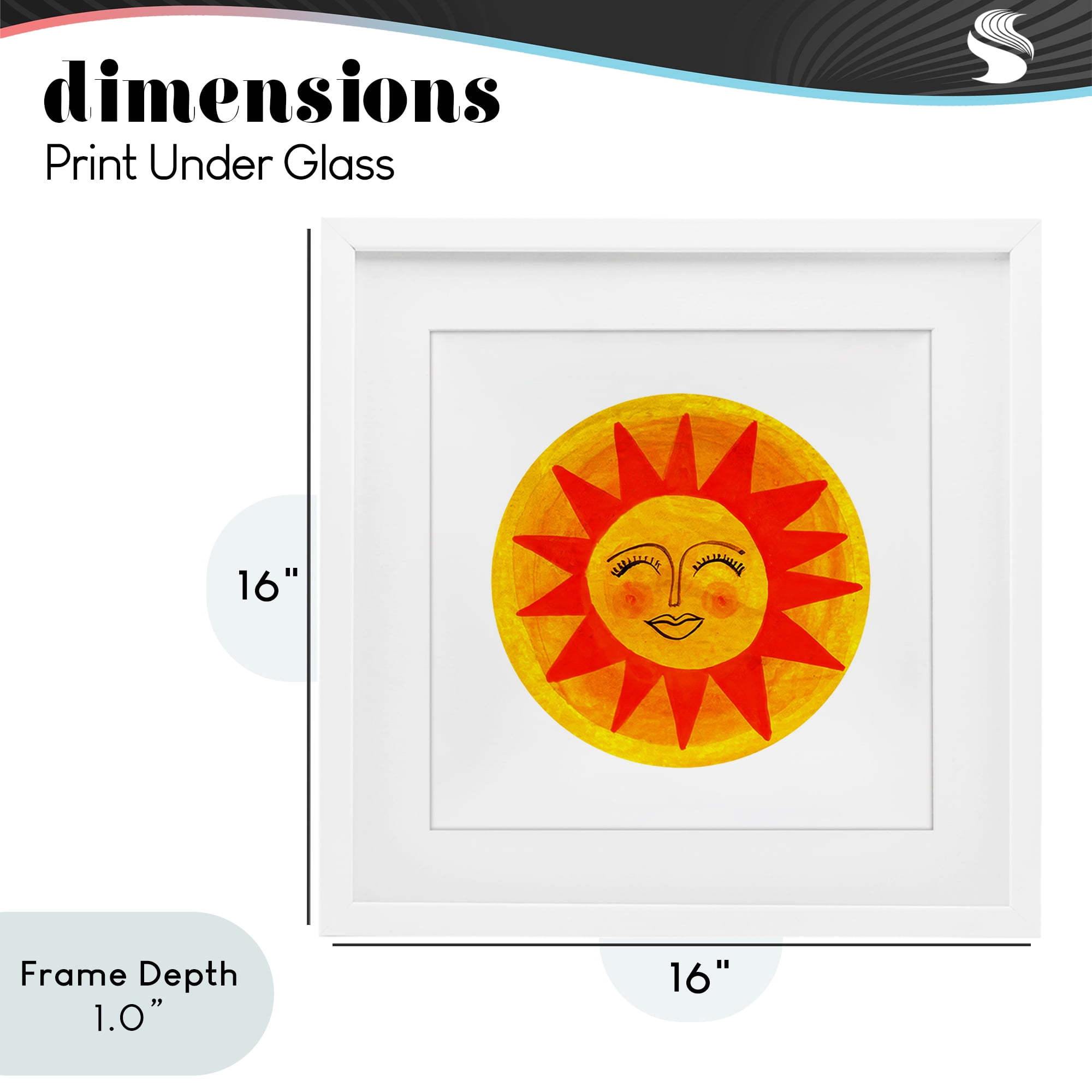 Stupell Industries Warm Fiery Sun White Framed Print Under Glass, design by Katherine Herrell Studio