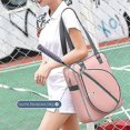 thumbnail image 3 of Bolsa de hombro de tenis, mochila con soporte para raqueta de tenis de nailon de gran capacidad, raqueta de bádminton deportiva impermeable portátil(rosa), 3 of 5
