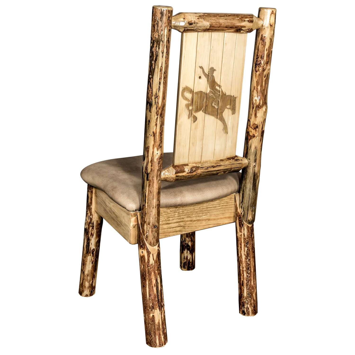 Glacier Country Collection Side Chair Buckskin Upholstery, w/ Laser