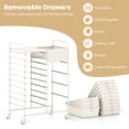 thumbnail image 3 of 14-Drawer Rolling Storage Cart with Metal Tabletop and Pegboard, Scrapbook Paper Office School Organizer,White, 3 of 8