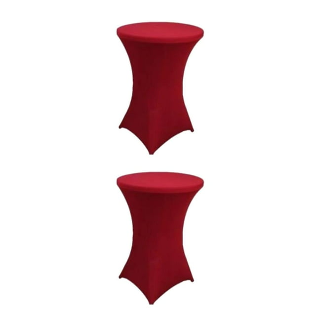 kurtrusly Polyester Hotel Wedding Party Table Cover Stretch Round Tablecloth For Easy Care Versatile Easy Wash red 2Set