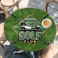 thumbnail image 2 of Golf Club Green Round Tablecloth, Fitted Table Cover with Elastic for 45"-54" Round Tables, Abstract Vintage Golf Sports Table Cloth Outdoor Indoor Dinning Party Waterproof Tablecloths, 2 of 7