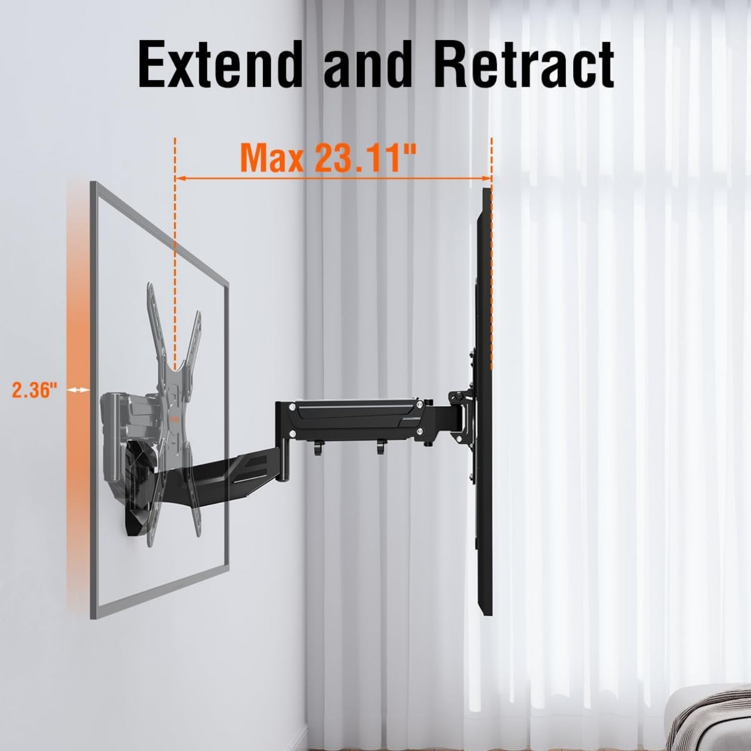 Height Adjustable TV Wall Mount for Most 23-55 Inch tvs, Spring Arm Full Motion Swivel Tilt Articulating TV Mount Bracket, Support 11-66 lbs