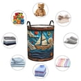 thumbnail image 4 of Picia Whimsical Sailboat Ocean Art Pattern Large Laundry Basket, Waterproof, Freestanding Laundry Hamper, Collapsible Tall Clothes Hamper with Extended Handles-Medium, 4 of 6