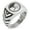 Silver, variant on Stainless Steel Yin Yang Ginkgo Leaves Kamon Crest Chevron Pattern Biker Style Polished Ring