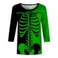 thumbnail image 6 of VKOYWKM Women Halloween Tops 3/4 Sleeve Funny Skeleton Graphic Tees Fall Crew Neck Loose Fit Theme Halloween T-Shirts, 6 of 6