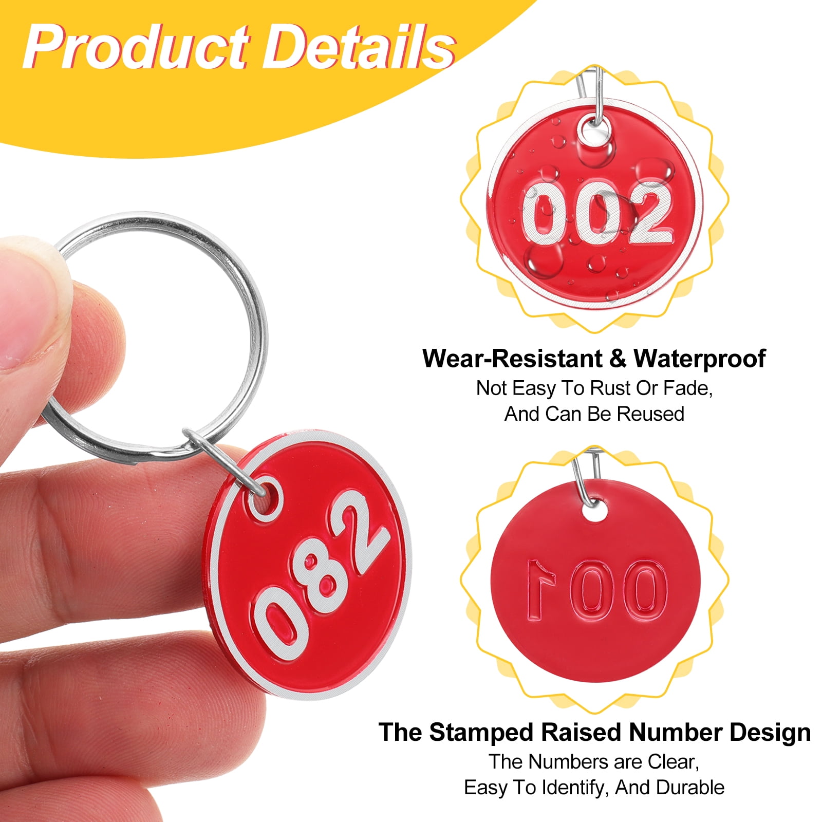 Uxcell 1-100 Number Tags, 100Pcs Round ID Number Key Tags Aluminum Alloy Marking Identification Label with Metal Rings for Luggage Dormitory Keychain Lockers, Blue