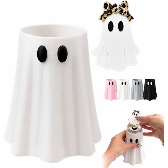 Cute Ghost Desktop Decoration Set Halloween Themed Ghost Can Holder And Matching Ghost Bottle Opener For Indoor Table Display