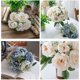 thumbnail image 1 of Flores artificiales para la decoración del hogar - Decoraciones de pared de ramo de boda portátiles de 30 cm, 1 of 9