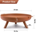 thumbnail image 5 of BEAU JARDIN Fire Pit Outdoor Wood Burning Fire Bowl 28in with A Drain Hole Fireplace Extra Deep Large Round Cast Iron Outside Backyard Deck Camping Beach Heavy Duty Metal Grate Rustproof Bronze, 5 of 8