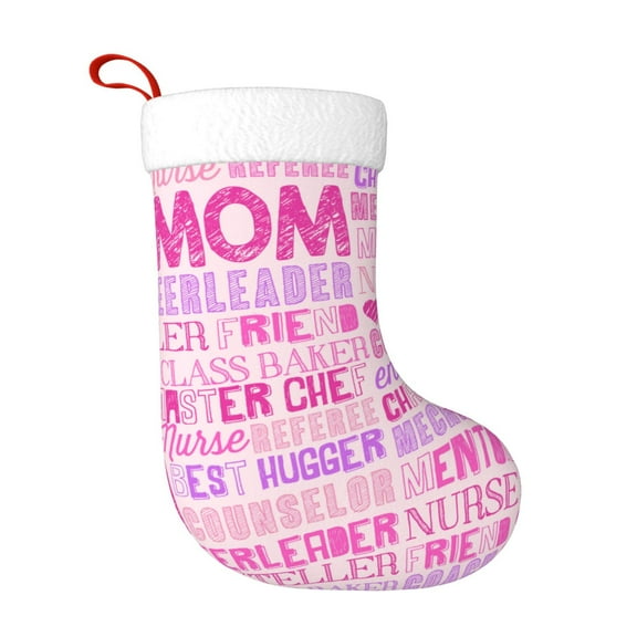 Honeii Best Mom ever for Christmas Stocking,Large Xmas Stocking,Holiday and Family Stocking for Fireplace Christmas Holiday Party Decoration